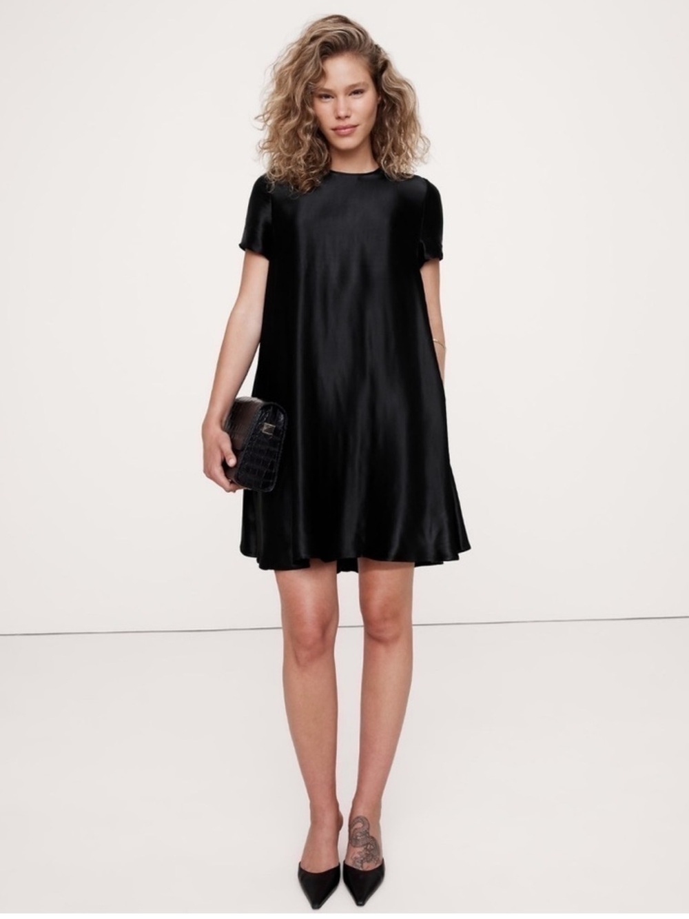 Banana Republic Aurelia Satin Trapeze Dress Size L
